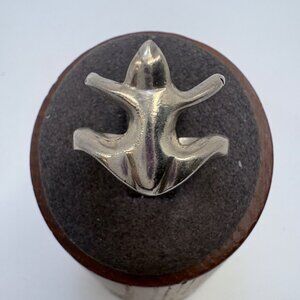 VTG Solid Sterling Silver 925 Modernist Stylized Animal Ring Size 7.75